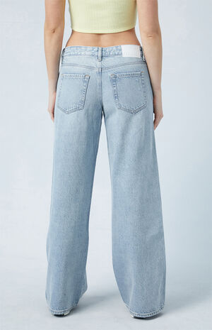 Eco Light Indigo Ripped Low Rise Baggy Jeans image number 4