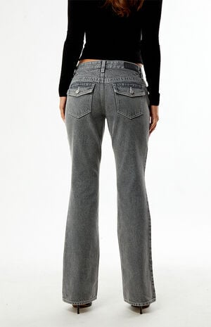Jade Low Rise Bootcut Jeans Button Pocket Gray image number 4