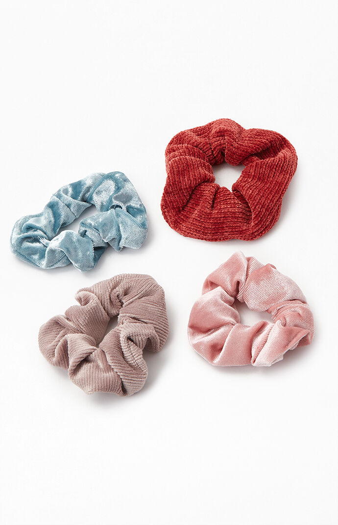 4 Pack Cord & Velvet Scrunchies
