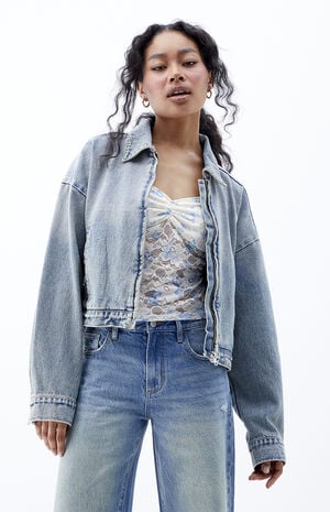 Cropped Denim Gas Jacket image number 3