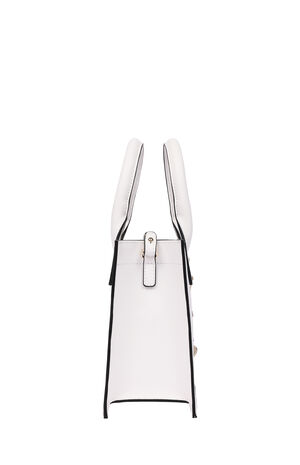 White Modern Edge Charm Tote Bag image number 4