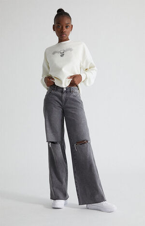 Eco Black Distressed Low Rise Baggy Jeans Eco Black Distressed Low Rise Baggy Jeans image number 2
