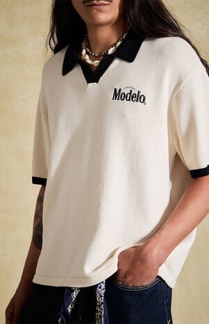 Relaxed Knit Logo Polo Shirt image number 3