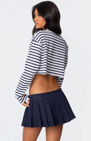 Stripey Cropped Long Sleeve T-Shirt image number 5