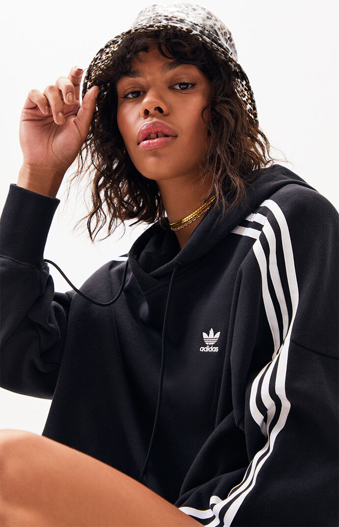 adidas adicolor black cropped hoodie