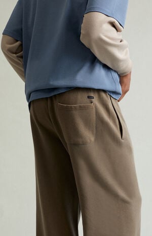 Brown Fleece Baggy Bootcut Sweatpants image number 4