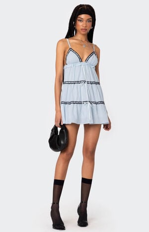 Angelica Tiered Ribbon Mini Dress image number 1