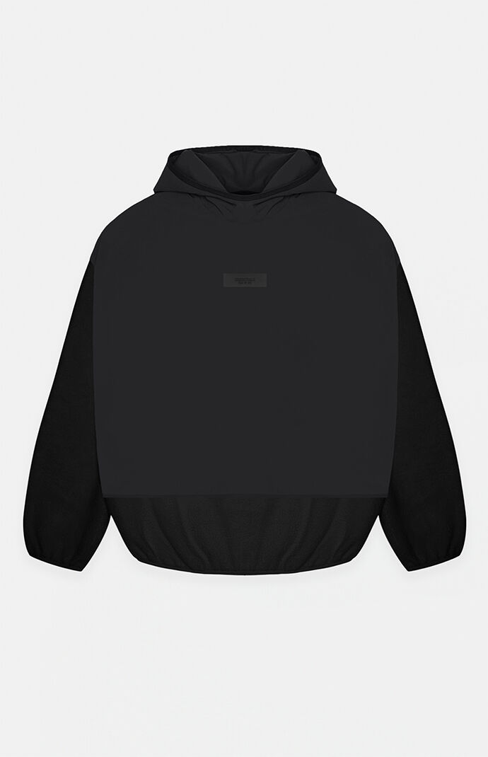 【ESSENTIALS】NYLON FLEECE HOODED SWEATER/ BLACK Fear of God Essentials Nylon Fleece Hoodie Ink/Jet Black