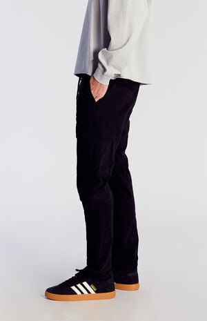 Stretch Black Slim Cargo Pants image number 3