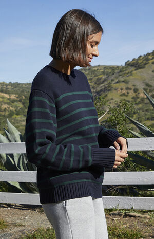 Blue & Green Thin Striped Brianna Sweater image number 2