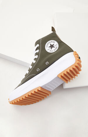 Olive Run Star Hike Platform High Top Sneakers image number 1