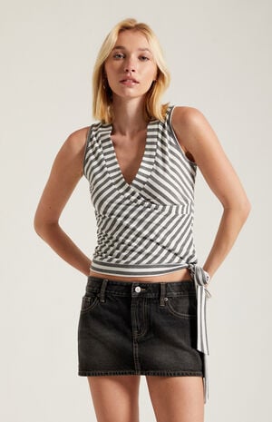 Zoe Striped Tie Front Tank Top image number 2