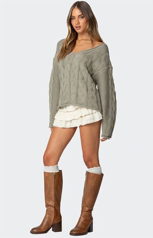 Inga Oversized Cable Knit Sweater image number 2