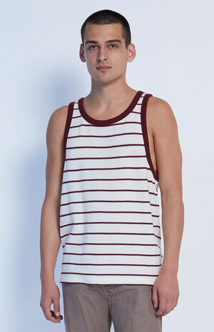 Cream Jacquard Striped Tank Top image number 1