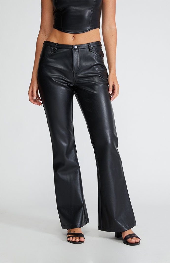 Women's low clearance rise leather pants