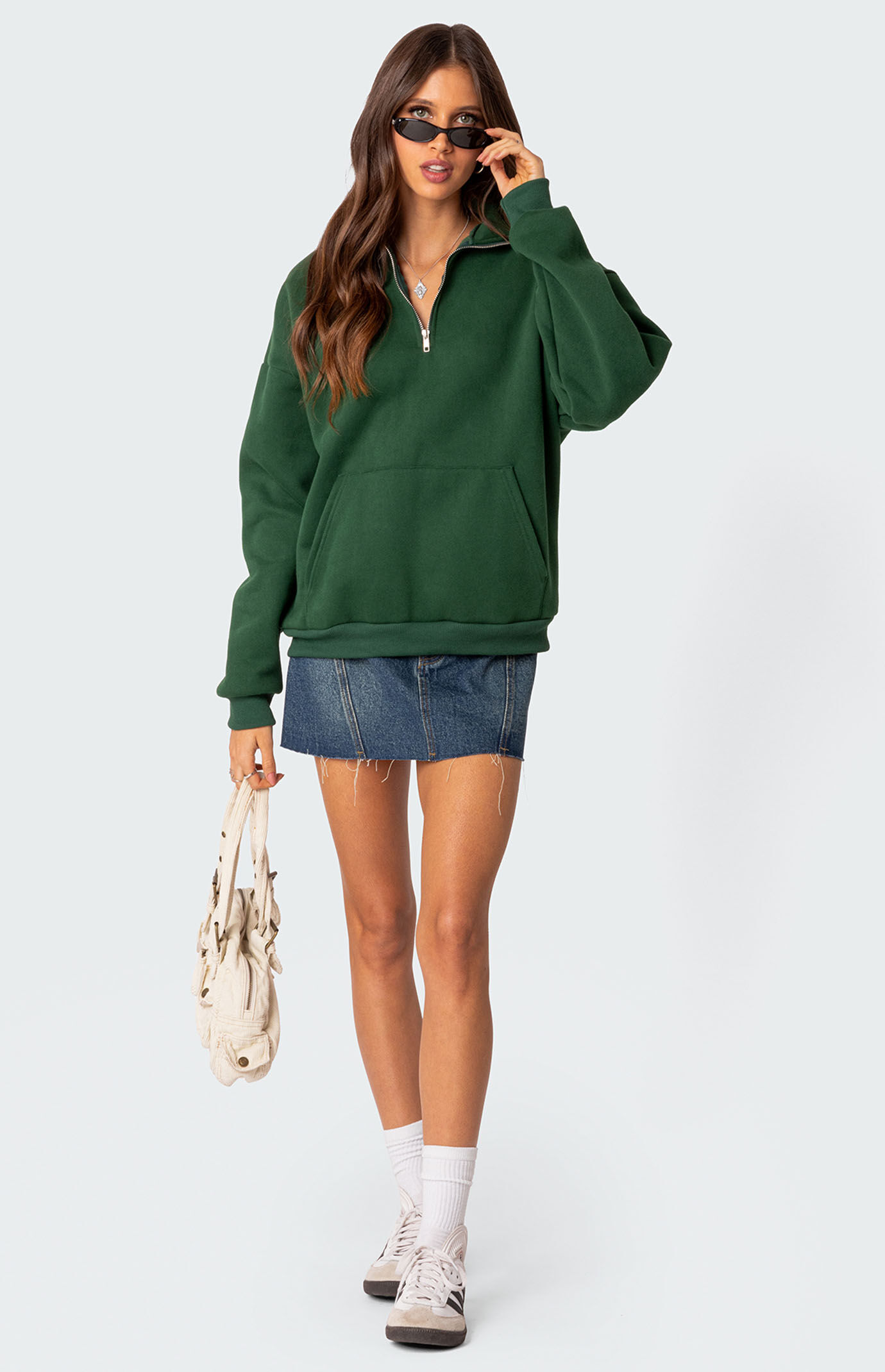 Edikted Oversized Quarter Zip Sweatshirt