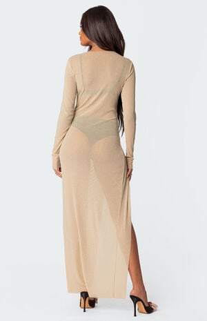 Glitter Mesh Slitted Maxi Dress image number 5