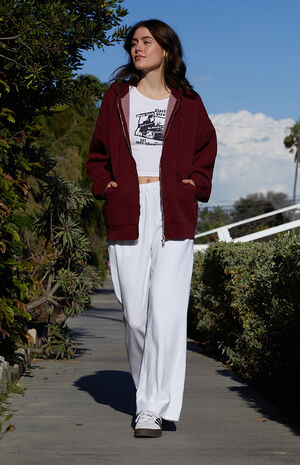 Burgundy Full Zip Hoodie image number 4