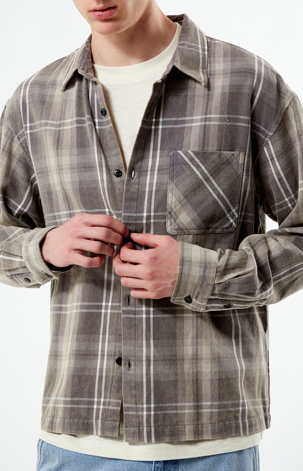Cropped Flannel Sweatshirt main image 1
