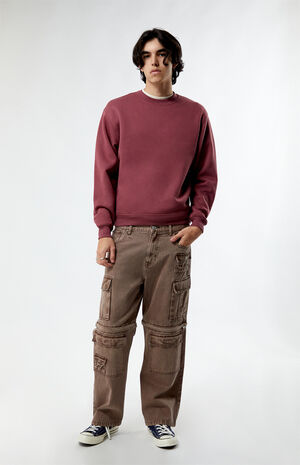 Brown Solid Crew Neck Sweatshirt image number 4