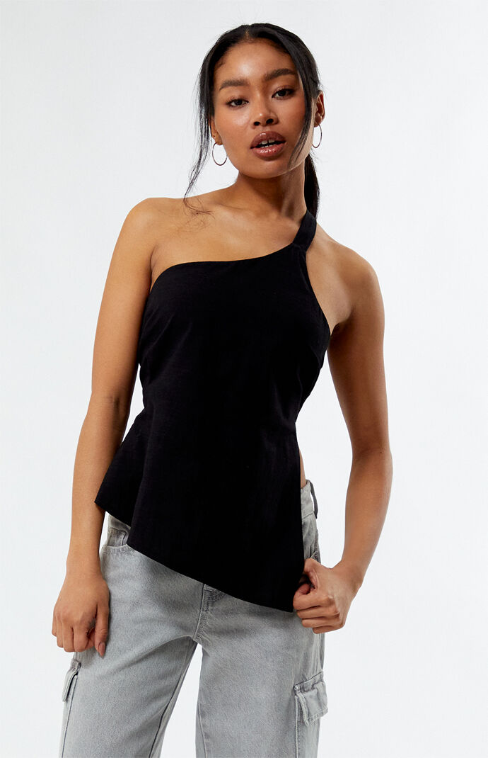 LA Hearts Asymmetrical Tie Back Top | PacSun