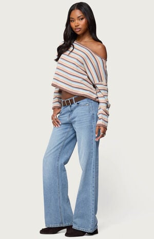 Alexis Off Shoulder Striped Knit Top image number 4