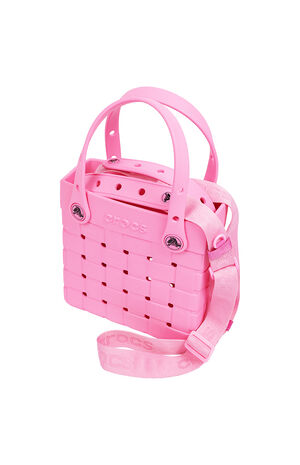 Pink Small Woven Crossbody Tote Bag image number 6