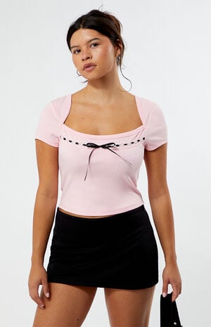 Sabrina Tie Front Square Neck Top