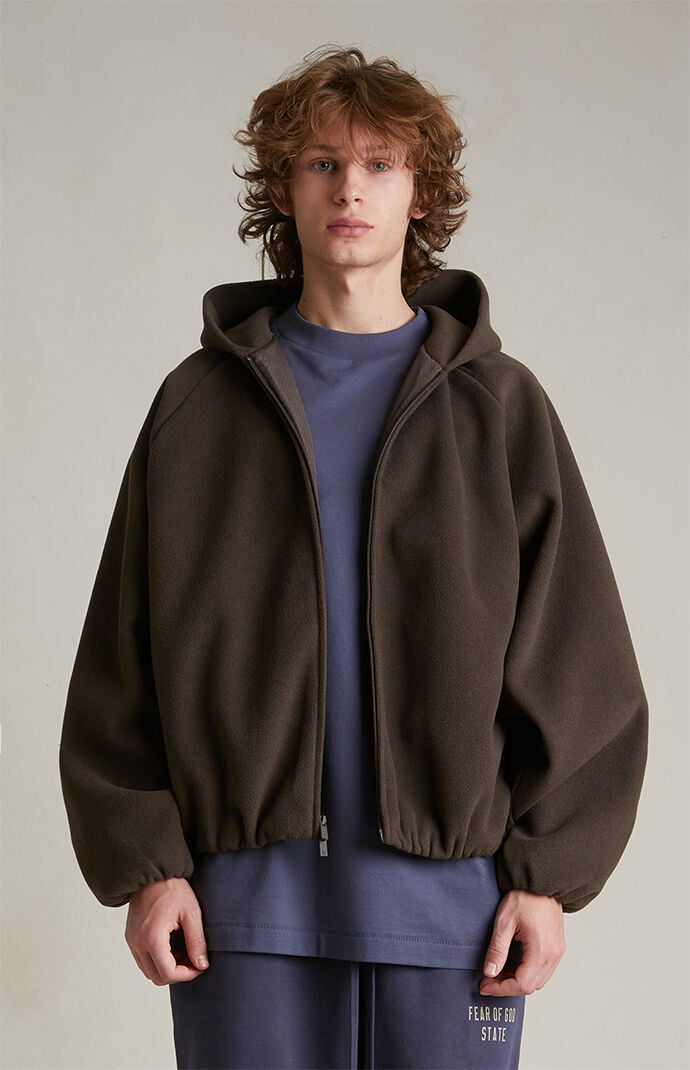 Fear of God ESSENTIALS Brown Brushed Yarn Hooded Bomber Jacket