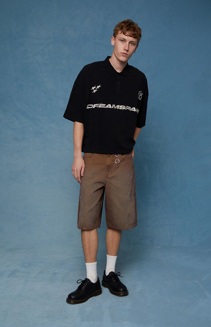 Pacsun Austin Extreme Baggy Jean Shorts Darted Brown | Pacsun
