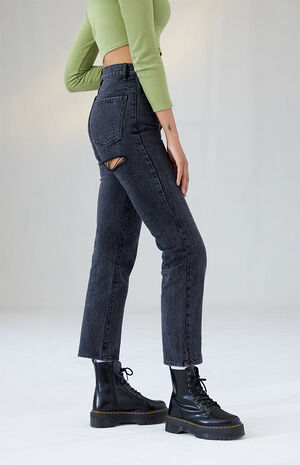Eco Black Back Slash Dad Jeans image number 3