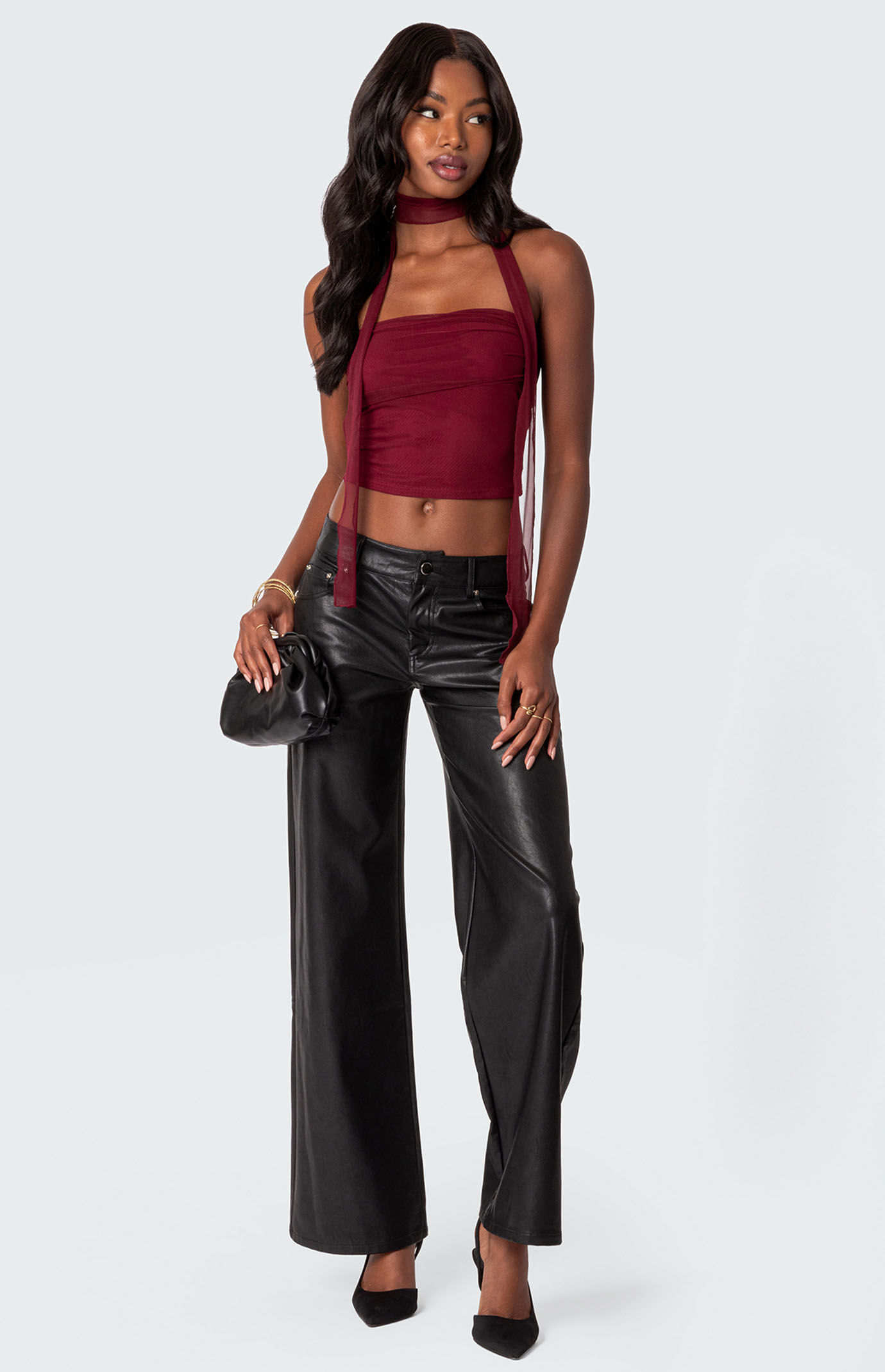 Edikted Gathered Two Piece Mesh Scarf Top | PacSun