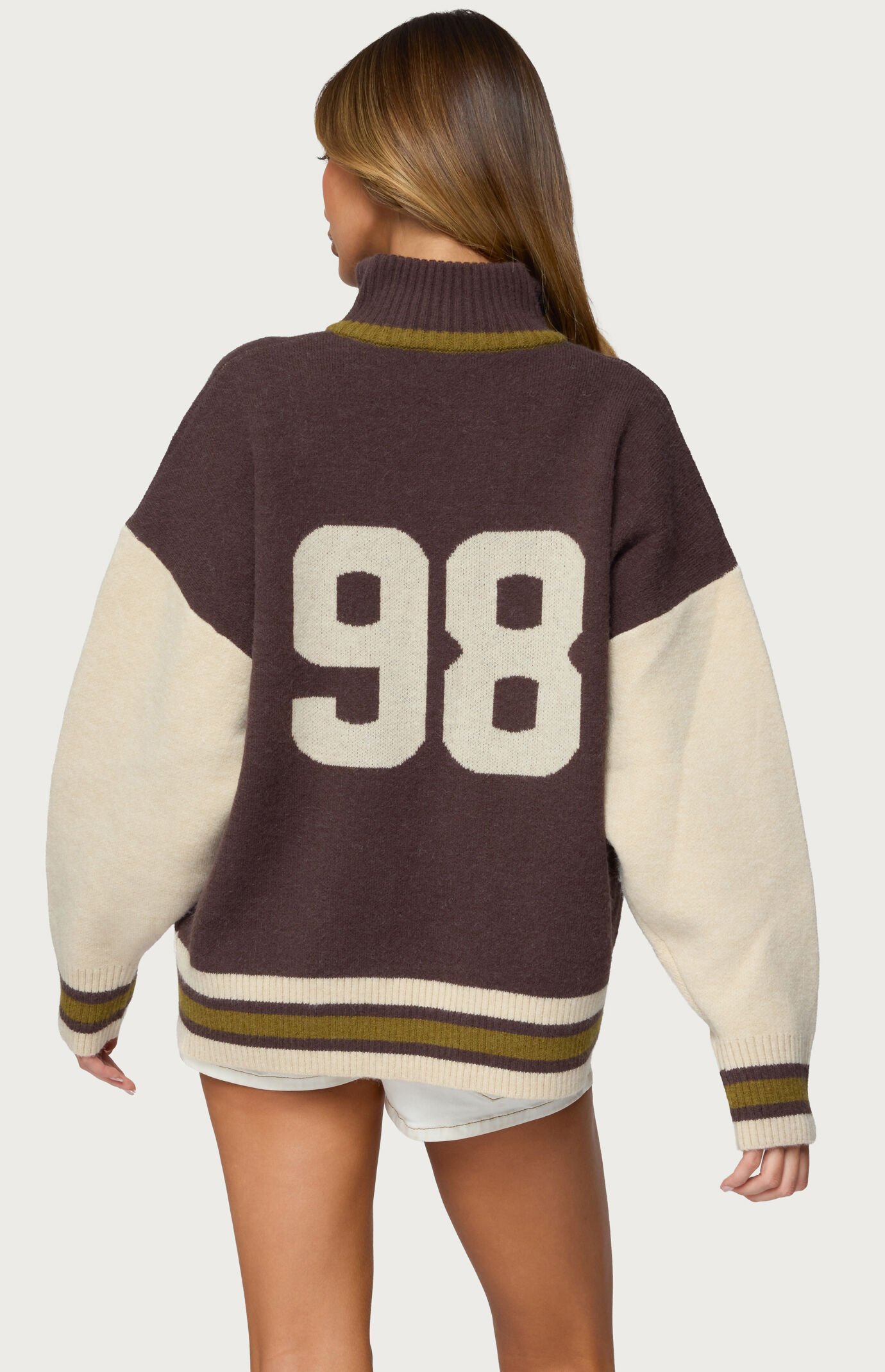 Edikted 98 Varsity Zip Up Sweater