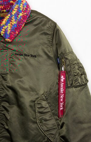 MA-1 Knit Trimmed Washed Bomber Jacket image number 3