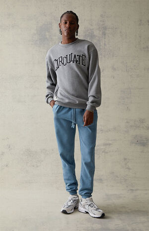 Fleece Washed Blue Jogger Sweatpants image number 1