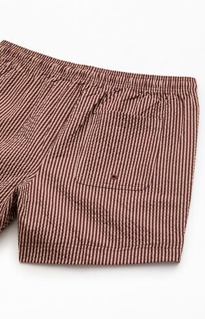Brown Tonal Seersucker 4.5" Swim Trunks image number 4