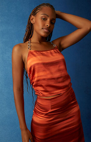 x PacSun Orange '90s Chained Up Halter Top image number 1