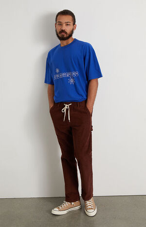 Stitched Blue Boxy T-Shirt image number 4