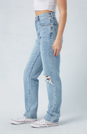 Light Indigo Ripped Dad Jeans image number 2
