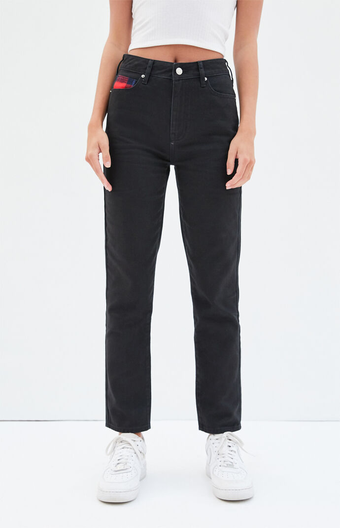 PacSun Black Plaid Mom Jeans PacSun