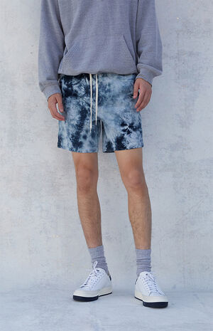 Navy Tie Dyed Corduroy Shorts Navy Tie Dyed Corduroy Shorts image number null