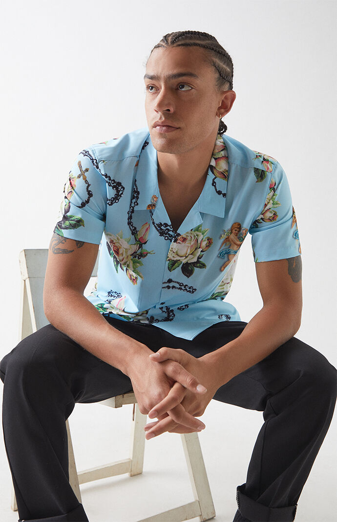 Rosary Angel Woven Camp Shirt