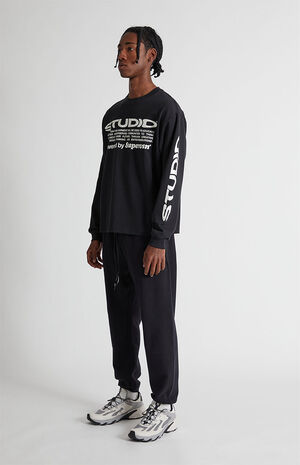 Black Grid Long Sleeve T-Shirt image number 5