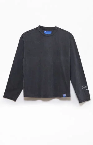 Black Vintage Wash Heavyweight Oversized Long Sleeve T-Shirt image number 1