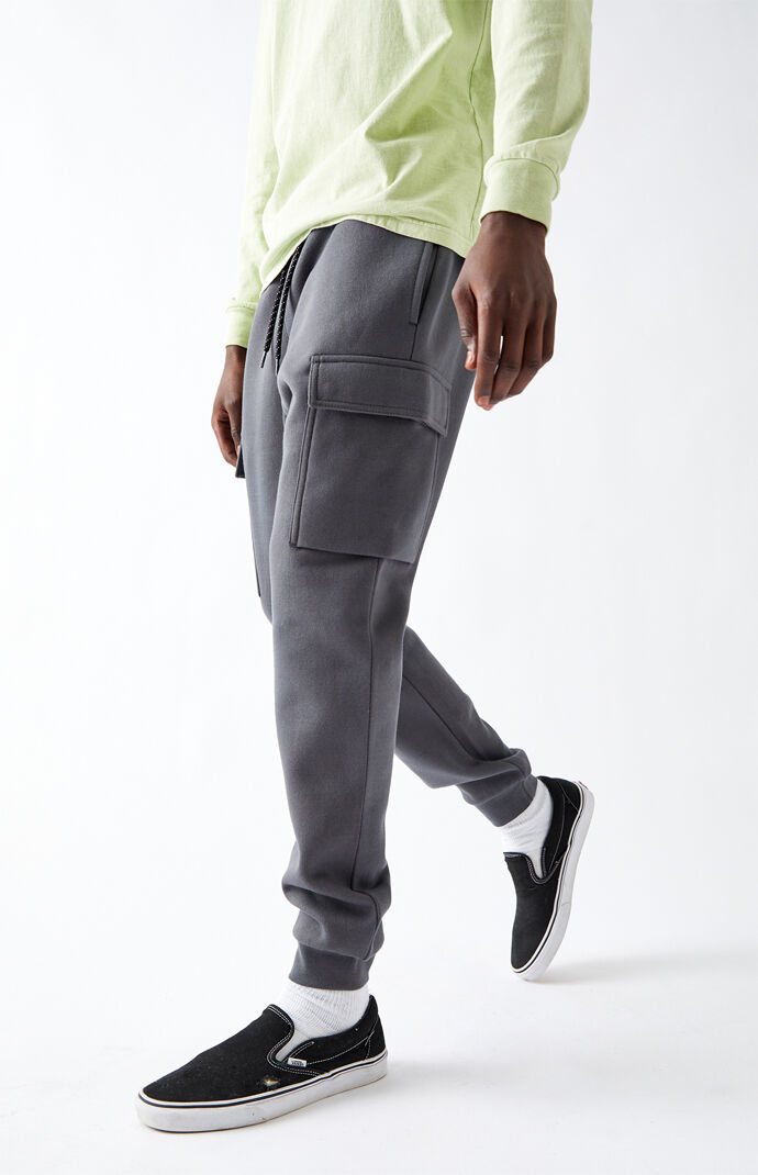Black Cargo Fleece Sweatpants