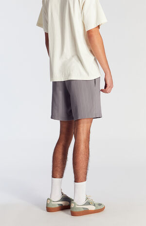Gray Striped Volley Shorts image number 4