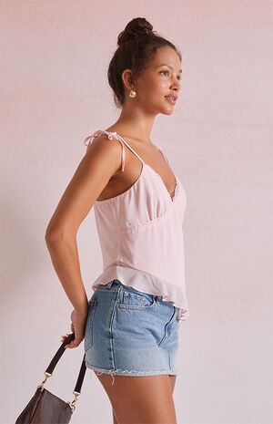 Jessie Asymmetrical Lace Trim Tank Top image number 2