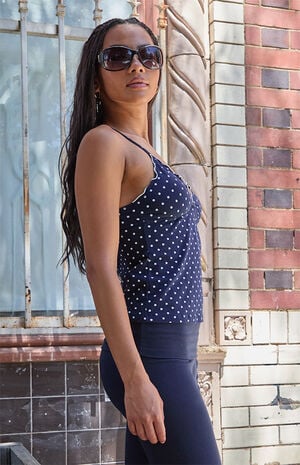 Navy Tiffany Polka Dot Tank Top image number 2