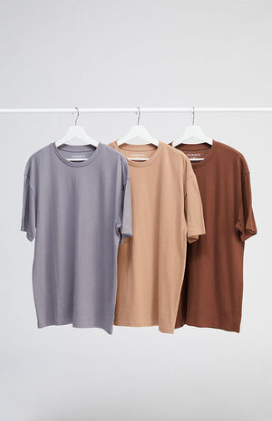 3 Pack Grey & Brown Regular T-Shirts image number 1