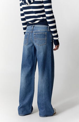 Kaia Ultimate Low Rise Baggy Jeans No Waistband Dark Blue image number 4